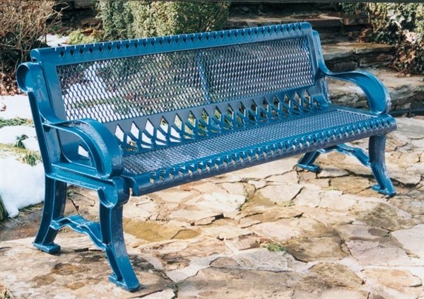 Picture of 4 ft. Bench with Back - Thermoplastic Coated Steel and Cast Aluminum Legs - Classic Style - Portable