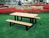 Rectangular 6 Ft. Recycled Plastic Picnic Table - Powder Coated Steel Frame - In-Ground Mount