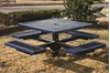 Picture of Square Thermoplastic Pedestal Picnic Table - Expanded Metal - Inground Mount