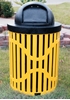 Picture of 32 Gallon Classic Trash Receptacle - Plastic Coated Ribbed Steel - Includes Liner and Dome Top