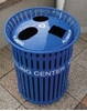 Picture of 14 Gallon Recycling Center - Three Chambers - Plastic Coated Steel Strap with Spun Aluminum Top - Portable 