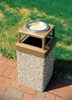 9 Gallon Concrete Trash Can - 4 Way Open Top W/ Ashtray - Portable