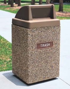 Quick Ship Concrete Trash Can 30 Gallons with Push Door Lid - Picnic  Furniture