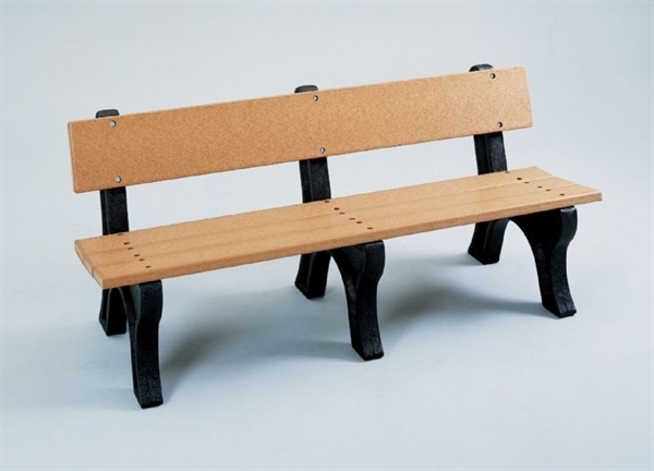 0000476 6 Ft Recycled Plastic Bench With Back Easy Assembly Portable 