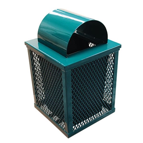 32 Gallon Square Trash Can - Plastic Coated Expanded Metal