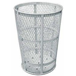 Tapered Round Trash Receptacle 45 Gallon Galvanized Expanded Steel 