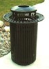Picture of 32 Gallon Round Trash Can with Snuffer Top and Liner - Powder Coated Steel - Portable