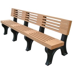 Backed Bench With Modern Slats And Frame