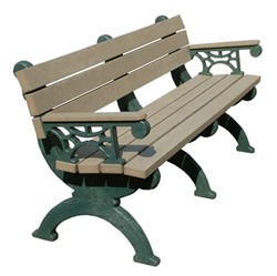 Picture of 6 Ft. Recycled Plastic Bench with Back - Attached Arms - Portable 