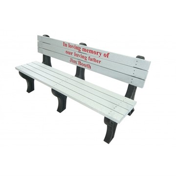 Picture of 6 Ft. Recycled Plastic Custom Memorial Logo Bench with Back - Deluxe Style - Portable 