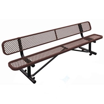 6 ft. Park Bench with Back - Plastic Coated Perforated Steel
