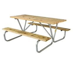  8 Ft Wooden Rectangular Picnic Table - 1 5/8" Bolted Frame 