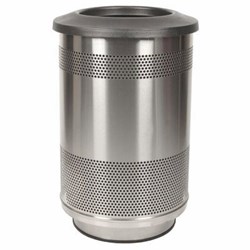 Picture of Round 55 Gallon Trash Can Stainless Steel with Flat Top - Portable