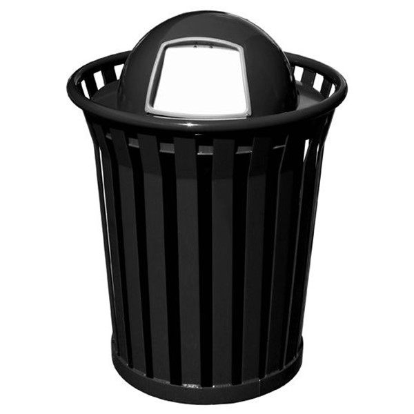 Picture of Round 36 Gallon Trash Receptacle Powder Coated Steel with Dome Top - Portable