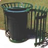 Picture of Trash Receptacle 45 Gallon with Flat Top and Liner Powder Coated Iron and Steel - Portable