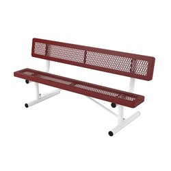 Picture of 6 ft. Bench with Back - Thermoplastic Coated Steel - Expanded Metal - Regal Style - Portable