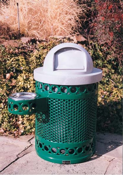 Picture of 32 Gallon Avenue Style Trash Receptacle with Ash Tray - Plastic Coated Expanded Metal