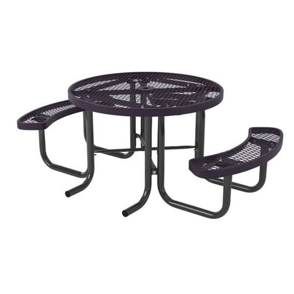Picture of Two Seat Round Thermoplastic Steel Picnic Table - Wheelchair Accessible - Portable 