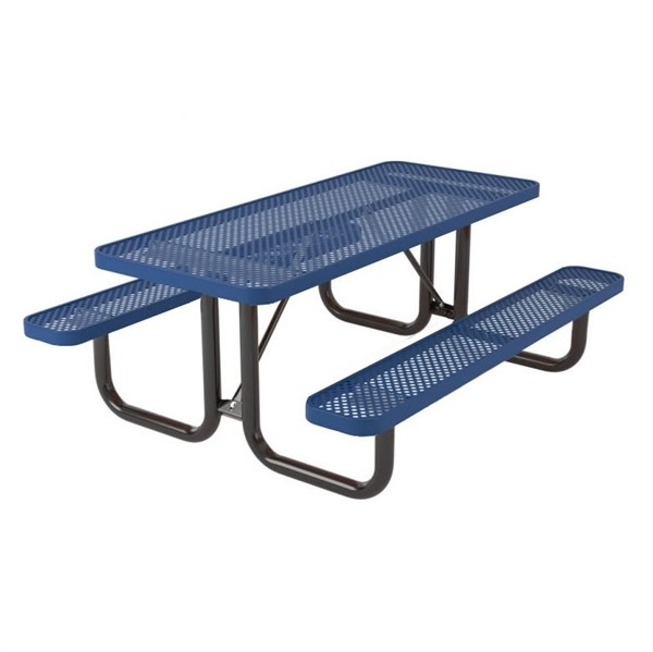 Rectangular 6 ft. Thermoplastic Steel Picnic Table - Perforated Style