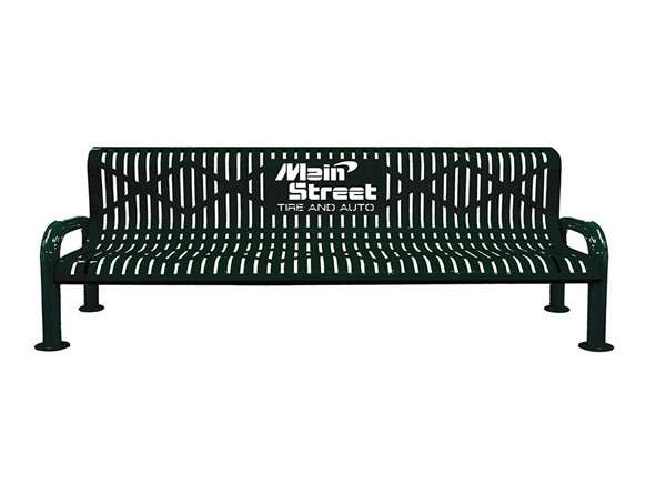 8 ft. Custom Rolled Formed Diamond Contour Bench with U-Legs - Plastic Coated Steel - Portable or Surface Mount