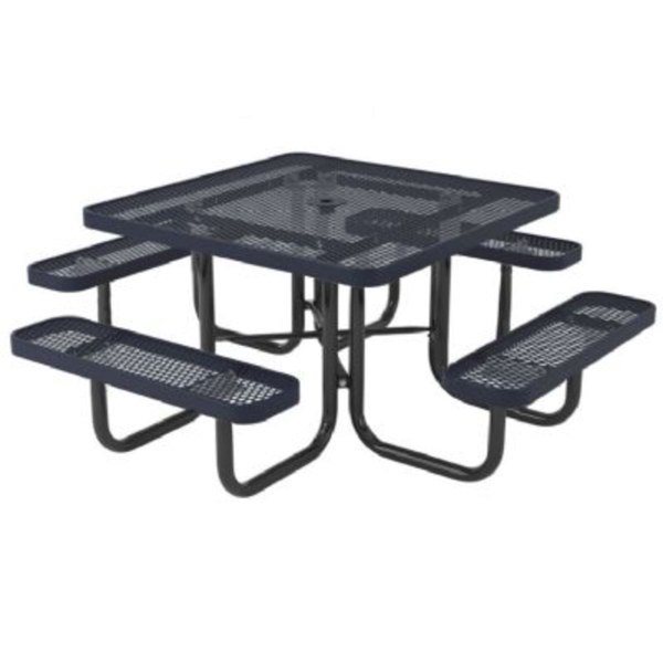 Square Thermoplastic Steel Picnic Table - Perforated Style