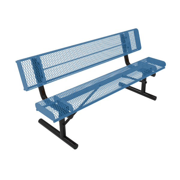 ELITE Series 4 Foot Rolled Edges Thermoplastic Metal Bench with Back - Quick Ship