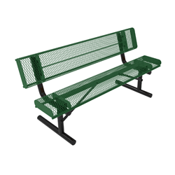 ELITE Series 6 Foot Rolled Edges Thermoplastic Metal Bench with Back - Quick Ship