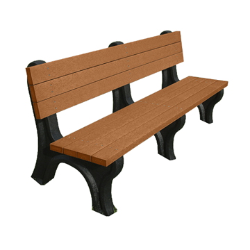 6 Ft. Recycled Plastic Bench with Back - Deluxe Style - Portable