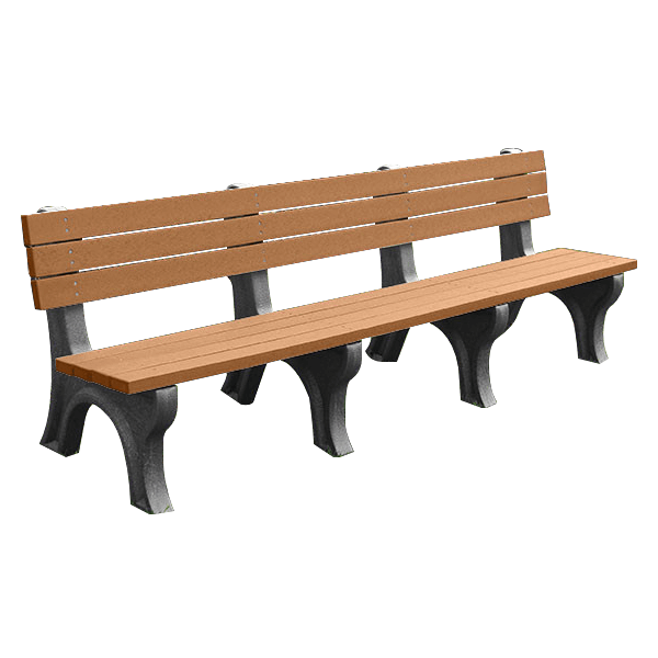 8 Ft. Recycled Plastic Bench with Back - Deluxe Style - Portable