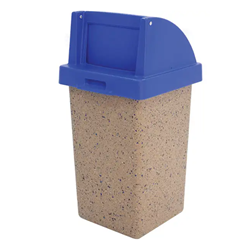 30 Gallon Concrete Trash Can - Self Closing Push Door Top - Portable