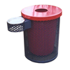 32 Gallon Plastic Coated Perforated Steel Trash Can with Ash Tray