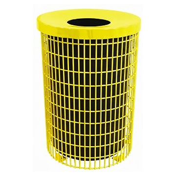 	32 Gallon Round Wired Trash Receptacle Plastic Coated Welded Wire Style