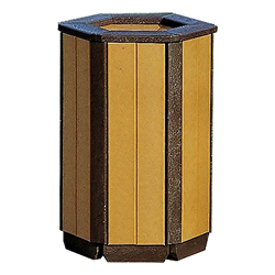 Recycled Plastic Hexagon Trash Receptacle - Fits 32 And 55 Gallon - Portable