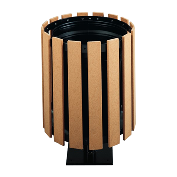 32 Gallon Recycled Plastic Circular Trash Receptacle With Pedestal Stand - Surface Mount
