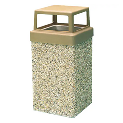 9 Gallon Concrete Trash Can - 4 Way Open Top - Portable