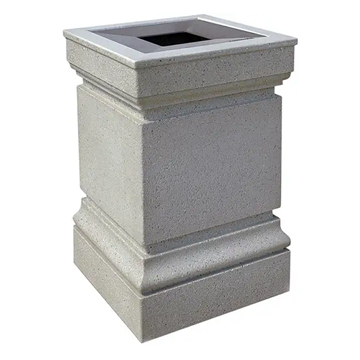 24 Gallon Concrete Trash Can - Aluminum Pitch-In Top - Portable