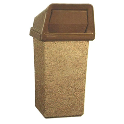 40 Gallon Concrete Trash Can - Bonnet Push Door Top And Liner