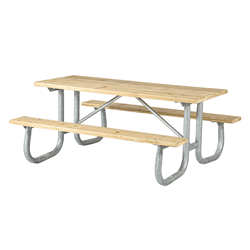 6 Ft Wooden Picnic Table - Welded Frame - Portable