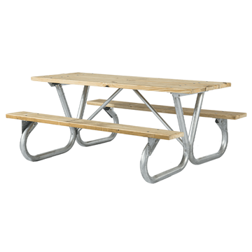 8 Ft Wooden Picnic Table - Bolted Steel Frame - Portable