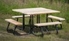 Square Picnic Table - Wooden Top And Seat - Metal Frame - Portable