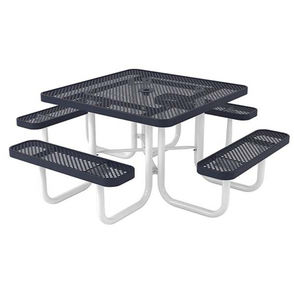 Square Thermoplastic Metal Picnic Table - Perforated Style