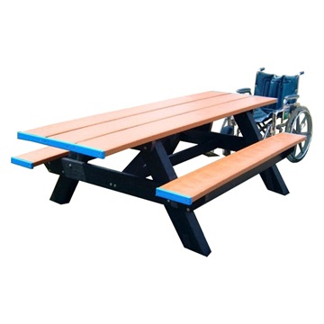 8 Ft. Double End ADA Rectangular Recycled Plastic Picnic Table - Portable