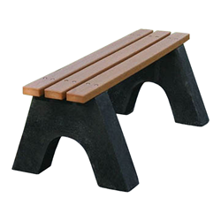 4 Ft. Recycled Plastic Bench Without Back - Slatted Base - Portable
