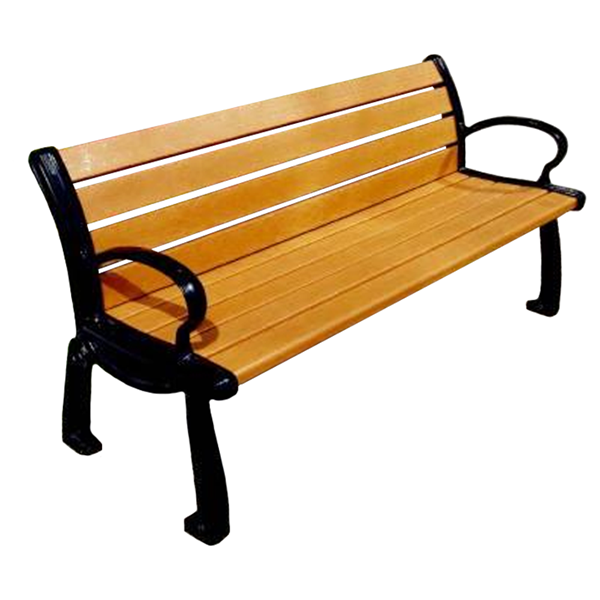 6 Ft. Recycled Plastic Bench With Back - Powder Coated Aluminum - Surface Mount - Portable
