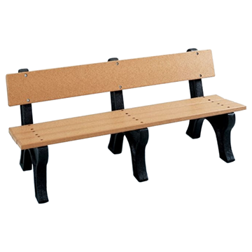 6 Ft. Recycled Plastic Bench With Back - Easy Assembly - Portable
