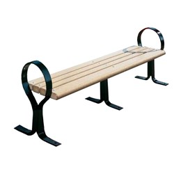 6 Ft. Recycled Plastic Flat Hoop Bench Without Back - Steel Frame - Surface Mount