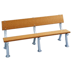 6 Ft. Recycled Plastic Bench With Back - Galvanized Frame - Surface Mount