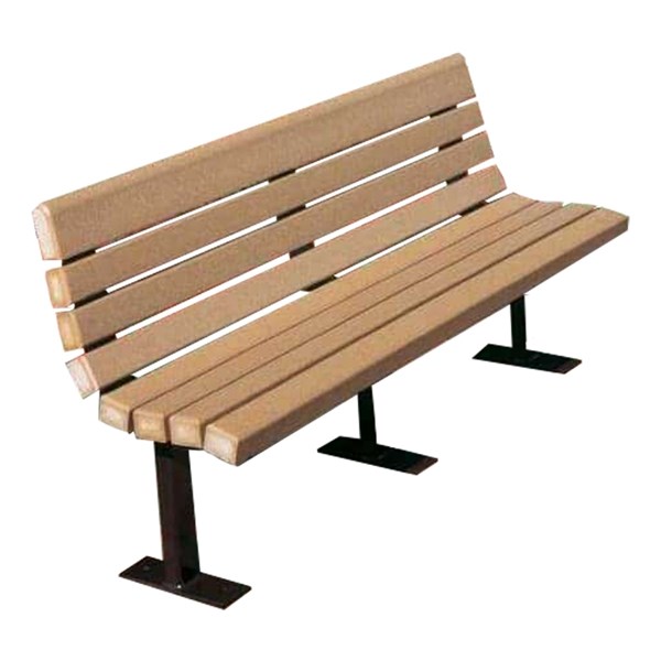 8 Ft. Recycled Plastic Bench - Powder Coated Steel - In Ground Mount