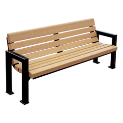 6 Ft. Recycled Plastic Bench With Back - With Powder Coated Steel - Surface Mount