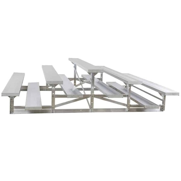 27 ft. Back-To-Back 3 Row Aluminum Bleacher without Guardrails and Double Footboards - 600 lbs.